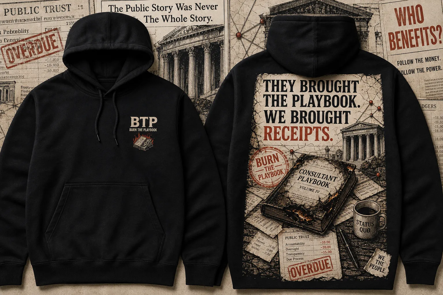 Burn the Playbook flagship hoodie merch mockup